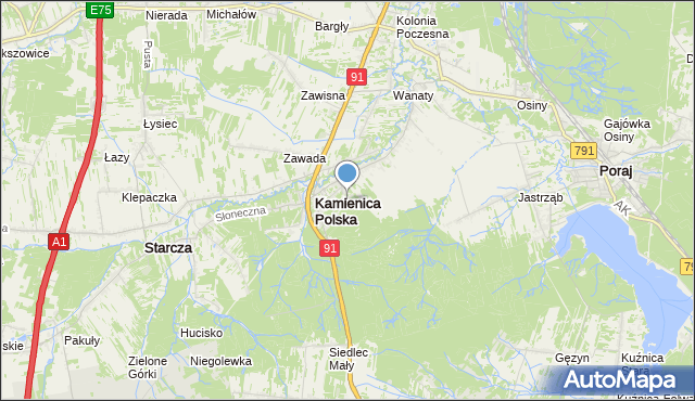 mapa Podlesie, Podlesie gmina Kamienica Polska na mapie Targeo